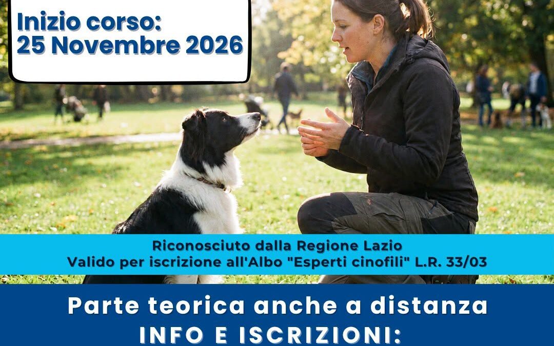IL 25 NOVEMBRE INIZIA IL NUOVO CORSO PER EDUCATORE CINOFILO